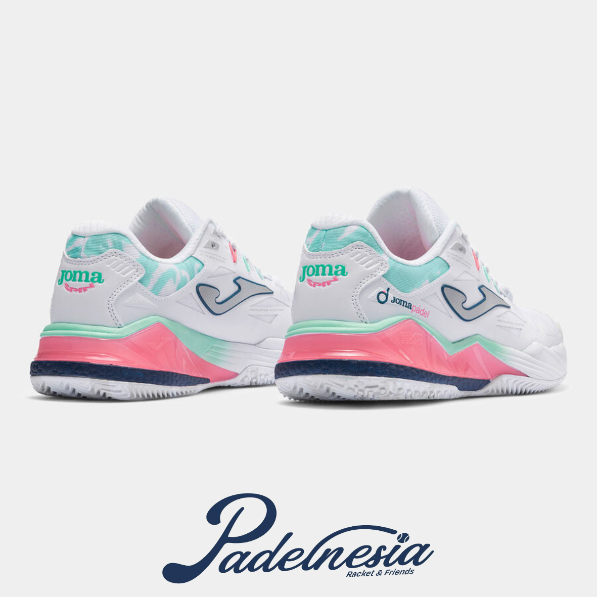Joma Padel Shoes Spin Lady White Pink - Sepatu Padel