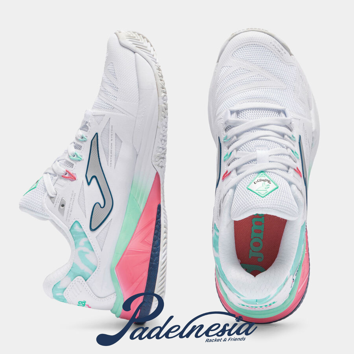 Joma Padel Shoes Spin Lady White Pink - Sepatu Padel