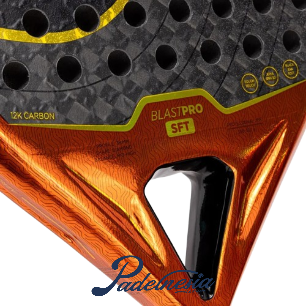 Joma Blast Pro Soft Orange Black 12K Carbon - Padel Racket