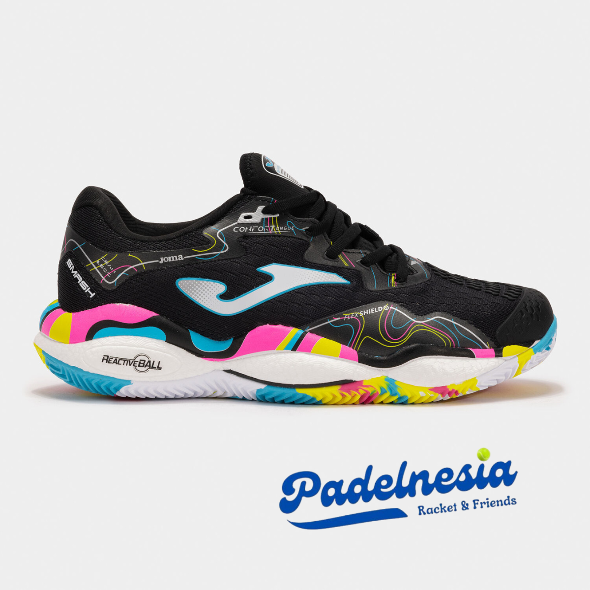 Joma Padel Shoes Smash Men Black Multicolor - Sepatu Padel
