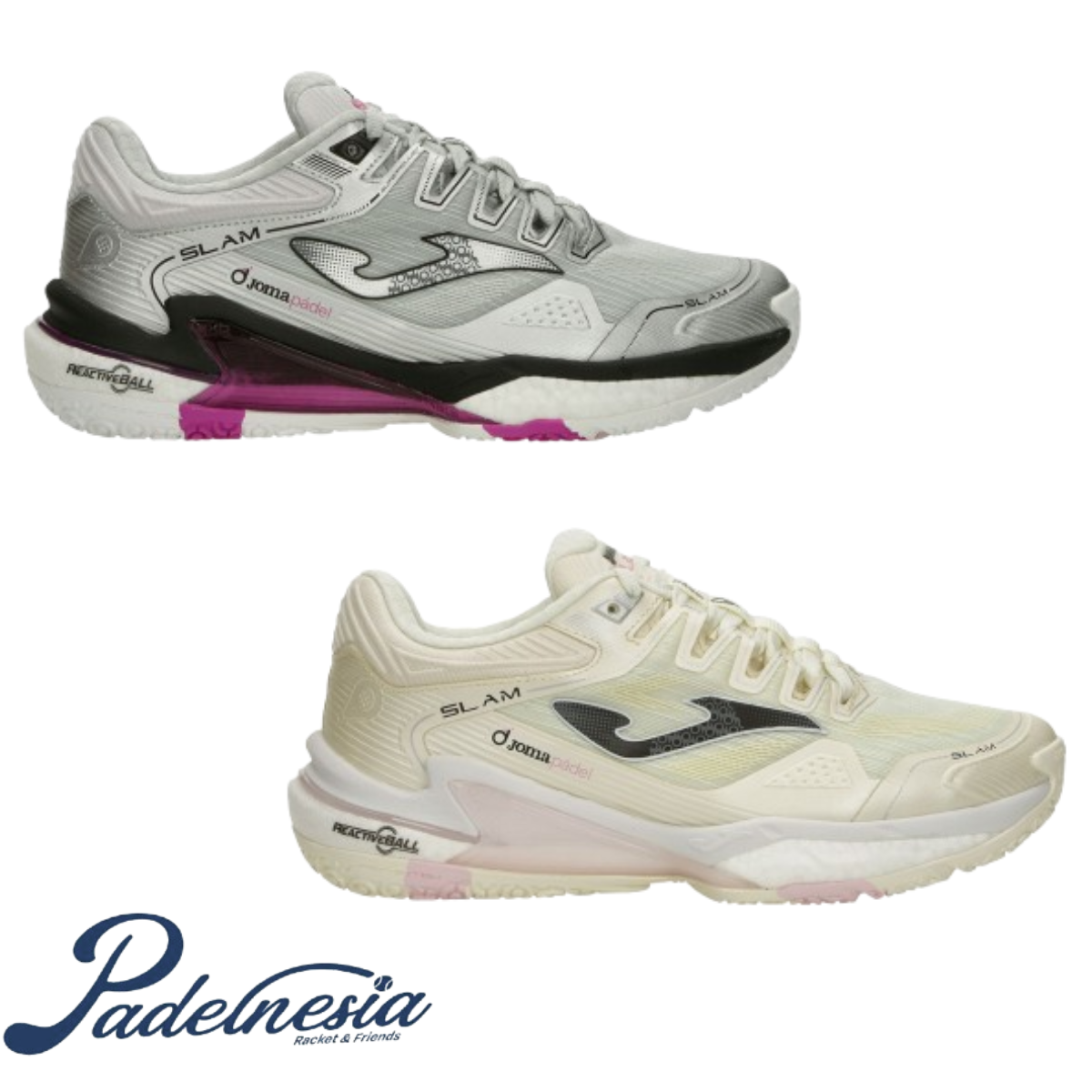 Joma Padel Shoes Slam Lady Gray/Beige - Sepatu Padel