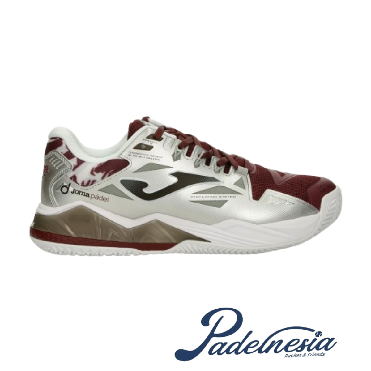 Joma Padel Shoes Spin Men Maroon/White - Sepatu Padel