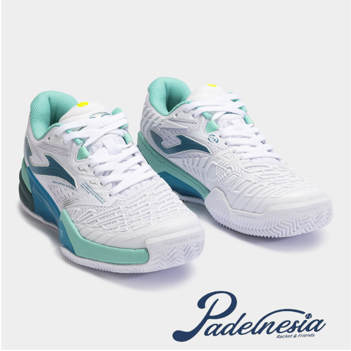 Joma Padel Shoes Roland Lady White Turquoise - Sepatu Padel
