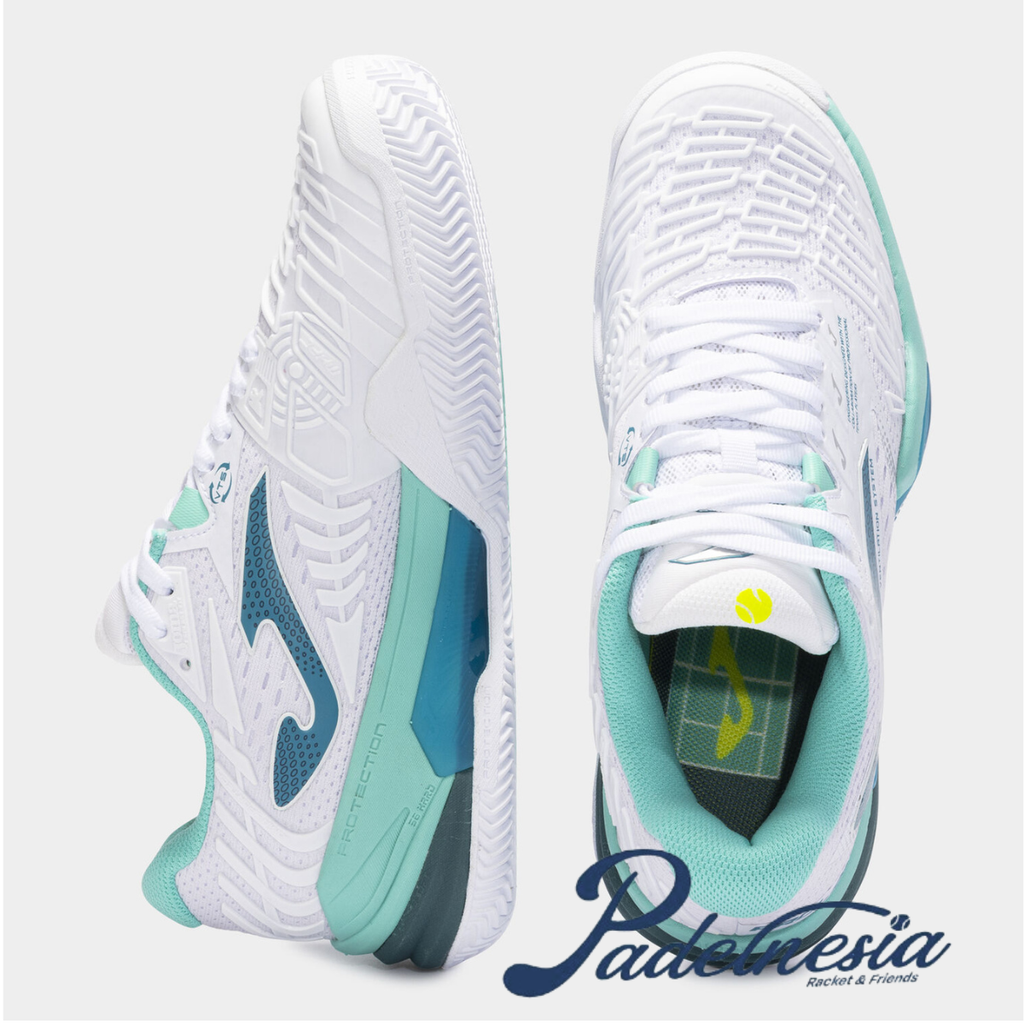 Joma Padel Shoes Roland Lady White Turquoise - Sepatu Padel