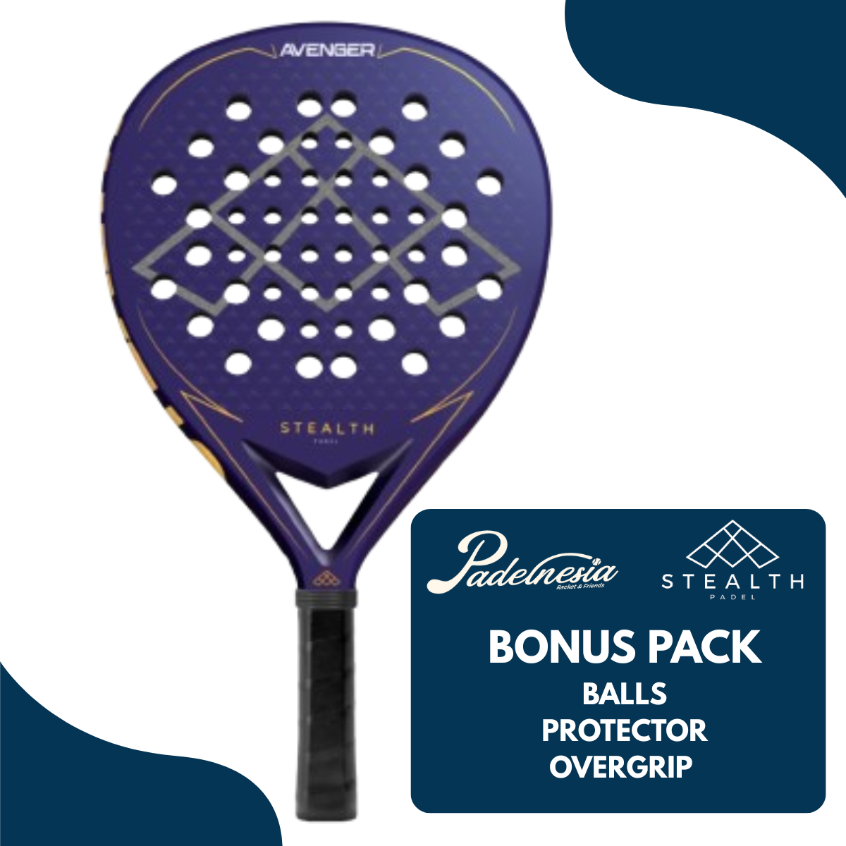 STEALTH PADEL AVENGER 3K Premium Carbon - Padel Racket Premium